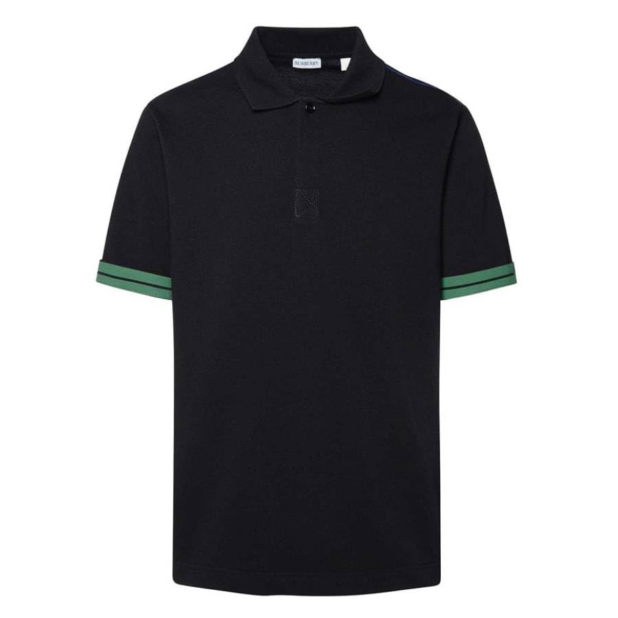Polo de algodón con mangas cortas y puños a rayas Burberry, talla M