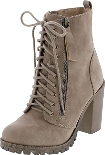 Image of Soda Women's Malia Faux Lace Up Chunky Lug Sole Combat Boot