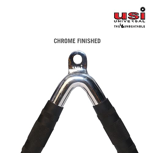 Image of USI Universal Cable Machine Attachment LAT Pulldown Attachments Home Gym Triceps Pull Down Attachment Cable Machine Equipments for Home Gym (Silver- Tricep Press Down Bar)