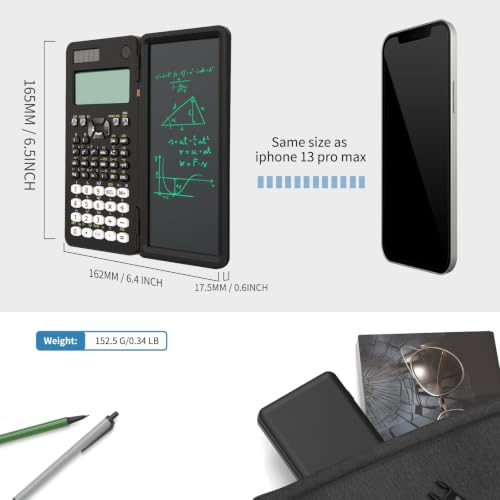 Image of 991MS 349 Functions 2-Line Display Scientific Desk Calculator with Notepad | ROATEE Scientific Calculator Back to Middle High School Supplies for Students Solar & Battery Powered, Foldable Easy to Carry