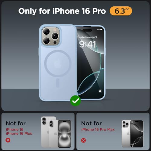 Image of miracase for iPhone 16 Pro Matte Series Case, Magnetic, Light Blue | Velvet Touch | Military-Grade Protection | Anti-Fingerprint | 6,3 Inch