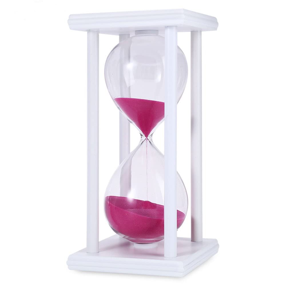 30/60 Minuten Sanduhr Sanduhr Küche Schule Holzsanduhr Sanduhr Sanduhr Teeuhren Heimdekoration Geschenk, weiß rosa, 30 Minuten