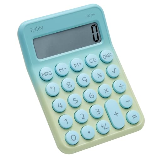 Exlliy Pocket Calculator, Kids 8 Digit Small Desktop, LCD Display, Cute & Aesthetic Calculator (Gradient Green, S 1 Pcs)