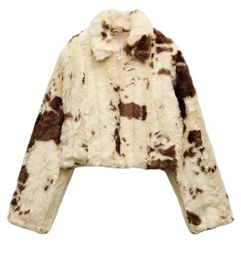 Women's Fluffy Faux Fur Short Cropped Jackets Outwear,Shaggy Crop Coats Parka Tops