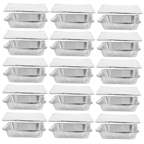 Zerodeko 25個耐熱使い捨てアルミ箔トレイ 厚手アルミ製パン皿蓋付き 調理 焼成 持ち帰り対応ケータリング用食品容器