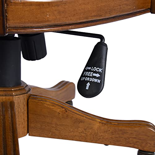 FurnitureR Bankers Solid Wood Frame with Faux Leather Upholstery Classical Round Backrest Home Desk boss Office Chair, Black and Brown by FurnitureR - Image 7