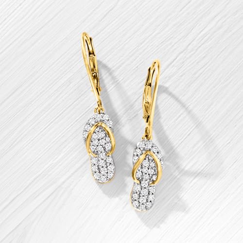 Ross-Simons 0.50 ct. t.w. Diamond Flip Flop Drop Earrings in 18kt Gold Over Sterling3