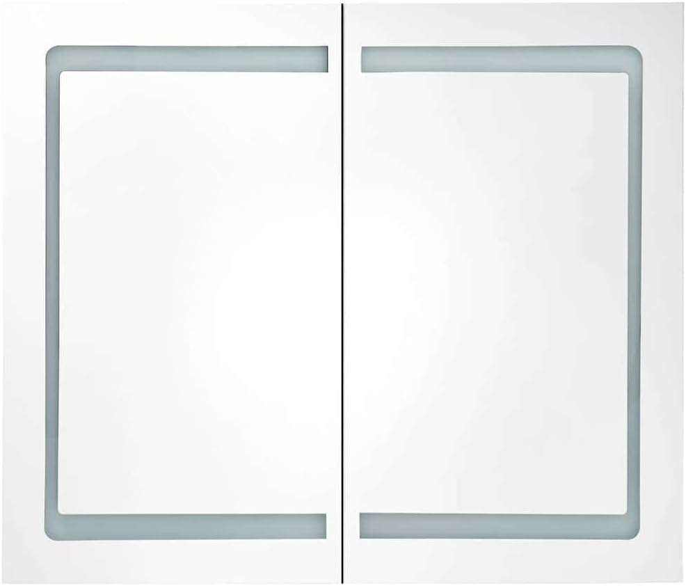 Contemporary LED Bathroom Mirror Cabinet with Built-in Lighting, Spacious Adjustable Shelves, and Wall-Mounted Design in Anthracite MDF and Glass Finish