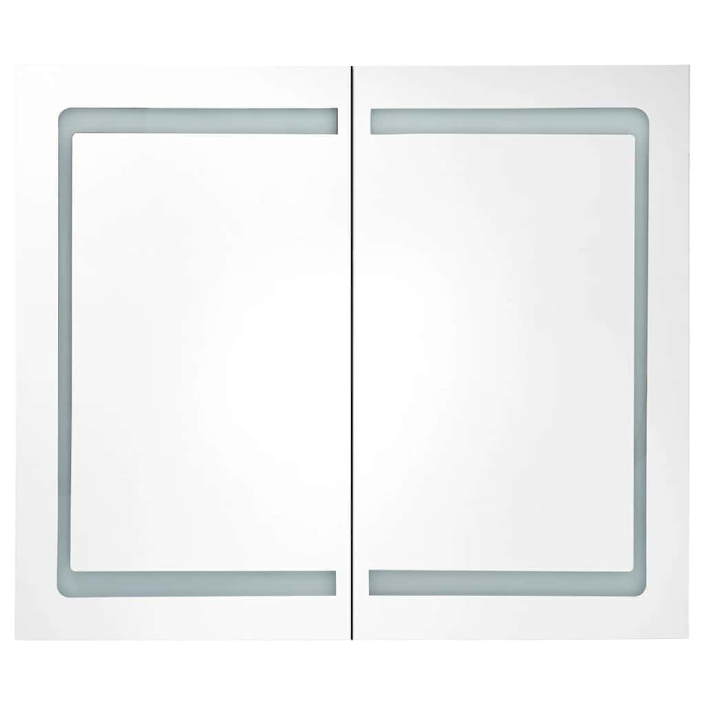 Armoire de Salle de Bain à Miroir LED 80x12,2x68 cm Anthracite avec Rangement intérieur, étagères, connecteur USB, éclairage Doux pour Maquillage et toilettage