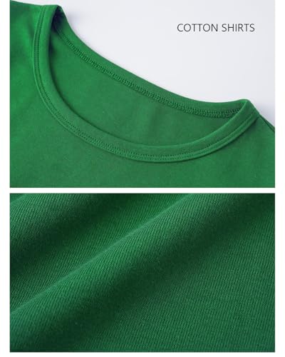 Abardsion 2026 Cotton Long Sleeve Shirts for Women - Fall Spring Y2k Clothes Casual Basic Base Layer Tees Tops(Green,XL)