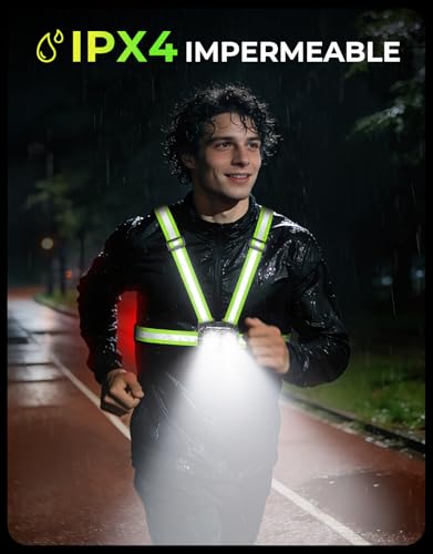 EOIWUY 800LM Ultra Brillante Luz Running con Luz Trasera, Luz para Correr de Noche, 7+2 Modos & 45° Haz Ajustable & 360° Reflectante, Chaleco Reflectante IPX4 Impermeable para Paseo/Trotar, 4-25H Uso - imagen 5