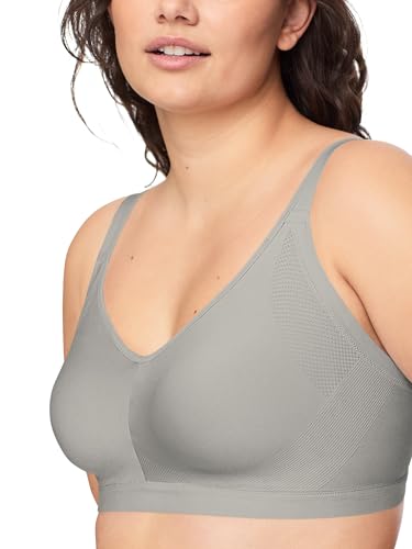 Warner's Women's Easy Does It Underarm Smoothing with Seamless Stretch Wireless Lightly Lined Comfort Bra RM3911A, Grey Heather, Large