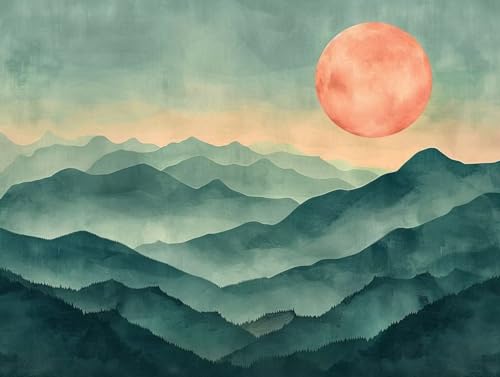 Diamond Painting abstrait montagne 60x90cm avec broderie diamant 5D complet pour loisirs créatifs
