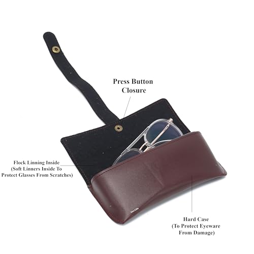 Image of AICA Personalised Name & Charm Leather Sunglass Case Cover for Men & Women | Hard Case Eyewear Cover