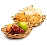 Fruit And Vegetable Storage Round Wicker Baskets Rattan For Serving Potatoes Onions Bread Decor...
