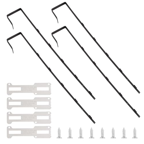 INCREWAY Over-The-Door Mirror Hanger, 2 Set Adjustable Door Mirror Hanger Set Protective Linin Over The Door Mirror Hooks Mirror Brackets Set 1.7'' Door Depth，Black