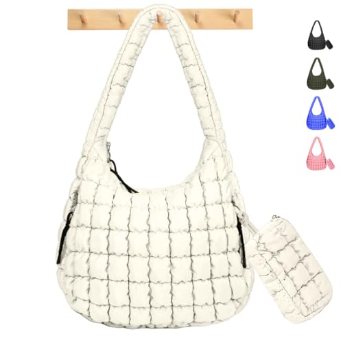 Image of Puffer Tote Bag for Women Large Quilted Crossbody Bag Hobo Crossbody Lightweight Padding Puff Purse Tote Bag for Women