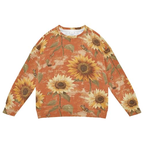 JUNZAN Rustic Sunflower Terracotta Little Kids Hooded Sweatshirt Long Sleeve Hoodies for Girls Party 4T