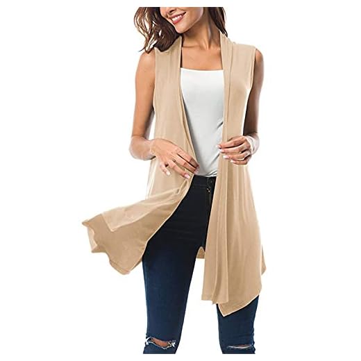 YTZL Jackor damer tunna damer lång öppen ärmlös topp ärmlös kofta lätt öppen tunika väst lång jacka jacka jacka sommar höst sommarjackor lång för kvinnor blazer damer elegant lång, kaki, S