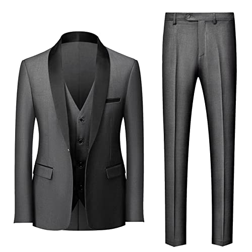 3 Teilig Anzug Herren Elegant Slim Fit Herrenanzug Luxus Stilvoll Hochzeit Anzüge Herren Modern Jacke Weste Hose Anzugjacke Herrensakko Festival Outfit für Party Festlich Abschlussball Büro Business