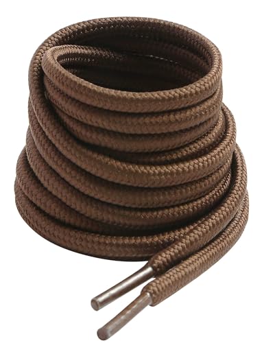 VSUDO Cordones Botas de Montaña de Zapatos Marrónes Redondos, ø4 mm Cordones Zapatillas de Trabajo, Aguetas Botas de Militares/Seguridad/Treking para Mujer o Hombre (1 Pare-Marrón-130cm)