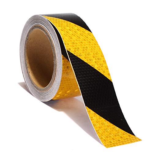 Reemky Cinta Reflectante de Seguridad Cinta Adhesiva de 2' x 33ft para escalones de escaleras Instalaciones de Transporte por Carretera Vehículos Naves Canal de Escenario de...