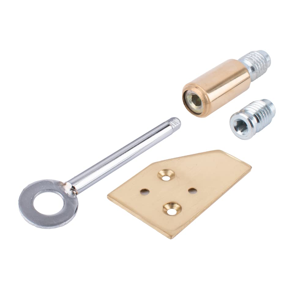 Sash Heritage Polished Brass Cast Brass Metal Sliding Sash Window Stop With Key & 2 Inserts - 28Mm