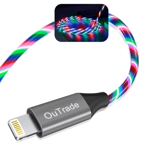 Cable de carga LED para iPhone, cable Lightning con luz | Cargador Apple certificado MFi | Carga rápida USB genial para iPhone 12, 11 Pro Max, XR, X, SE, 8 Plus, iPad, iPod y más (multicolor, 3 pies)