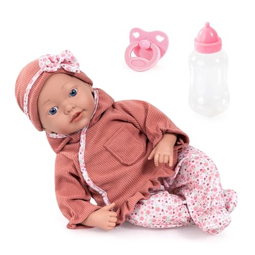 Bayer Design 93827AI Muñeca bebé Reborn, Recien Nacido muñeco Real, Chupete, biberón, 38 cm