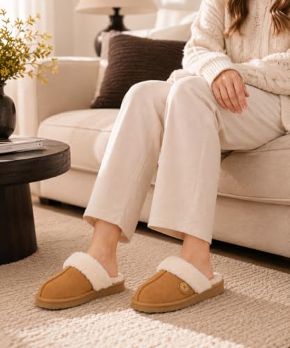 Image of Litfun Fuzzy Memory Foam Slippers for Women Indoor Outdoor House Shoes
