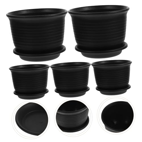 Petits pots de fleurs résine gris foncé jardinières intérieures - 7
