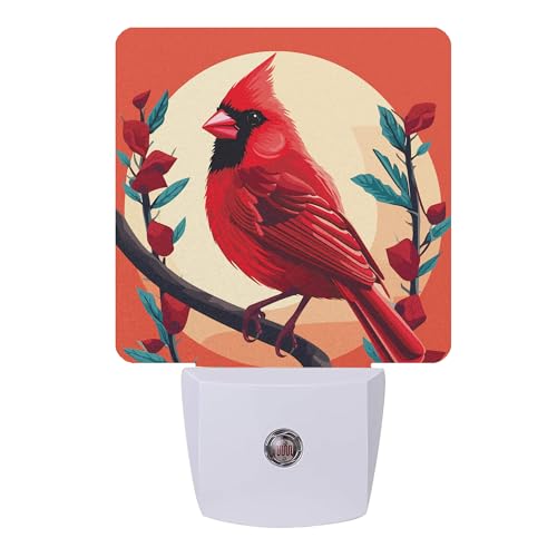 Image of Red Cardinal Night Light,Night Lights Plug into Wall with Dusk to Dawn Sensor,Lamp for Bedroom Bathroom Hallway Nightlight for Women Girls