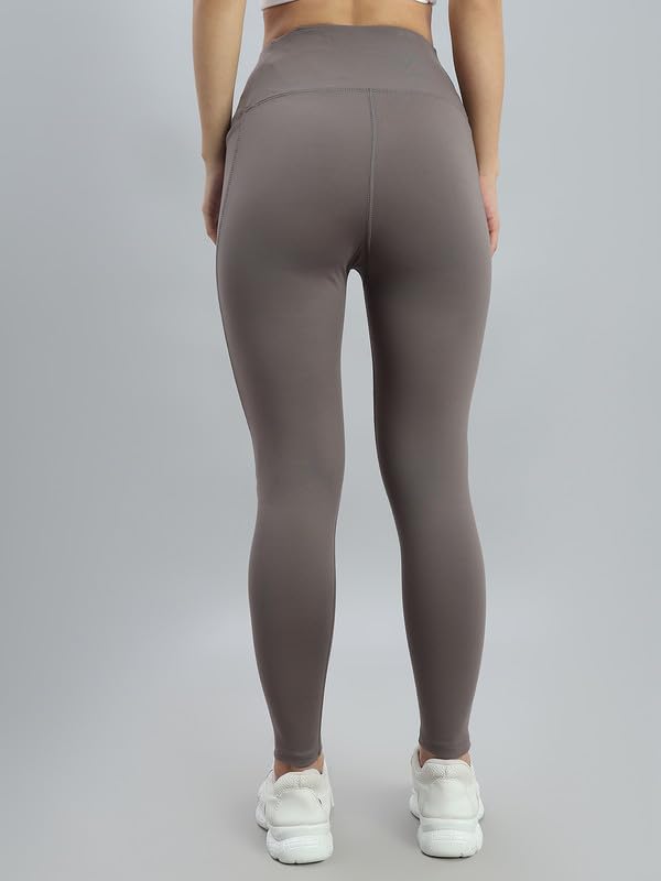 Image of GO COLORS Solid Nylon Stretch Ankle Length Training Tights | High Rise, Side Pockets