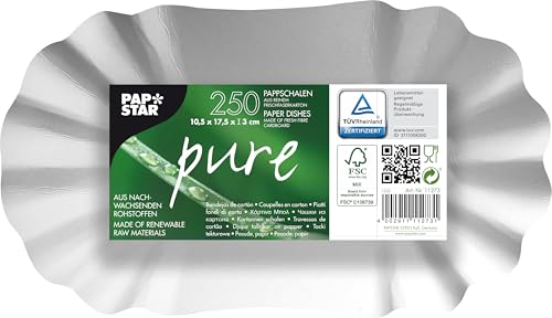 PAPSTAR 11273 250 Schalen Pappe pure oval 10.5 x 17.5 x 3 cm weiß