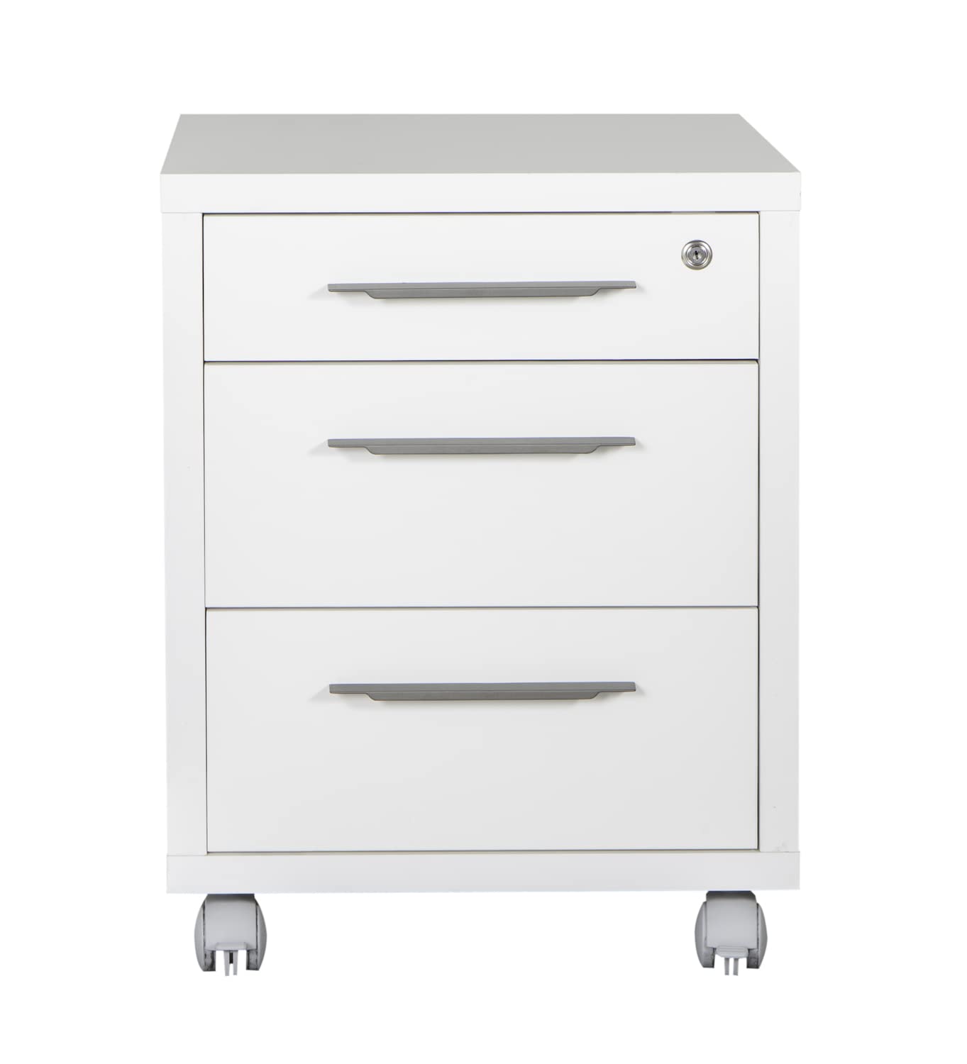 Composad | Cassettiera della Linea Disegno con 3 Cassetti e Ruote, Cassettiera Ufficio sotto Scrivania, (LxAxP) 48,60x63,10x45,20 cm, Colore Bianco Laccato, Made in Italy