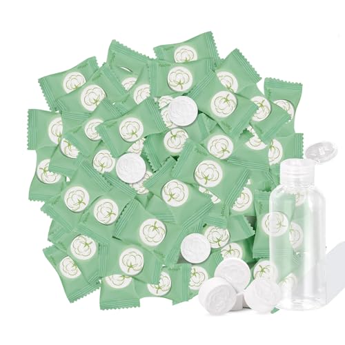 Image of Compressed Disposable Face Towel Cleaning Kit 300, Mini Individual Packages Washcloths,Compact Towels Portable Wash Cloths Cotton Wipes Tablets Coin Tissues Towelettes for Travel Hotel Camping