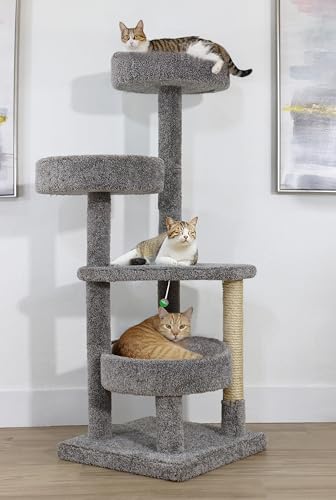 Torre para gato de madera maciza con camas miniatura 1