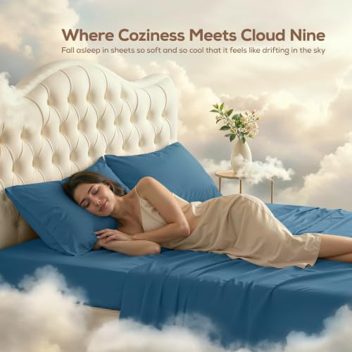 Image of Utopia Bedding Full Size Sheet Set - 4 Piece Bed Sheets, Soft and Breathable Microfiber, Includes 1 Fitted Sheet, 1 Flat Sheet and 2 Pillowcases - Oeko Tex (Dusk Blue)
