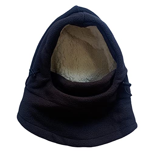 Baby Fleece Balaclava Kids Hood Hat Ski Mask Face Mask With Neck Warmer Plush Winter Cap For Toddlers Boys Girls 1-3Y Black #TOP1