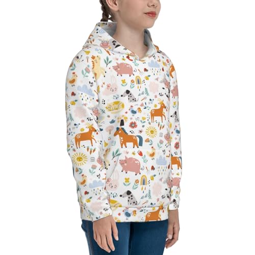 Cute Farm Animals Kids Pullover Hoodies Boys Sweatshirts Girls Athletic Clothes with Pocket3