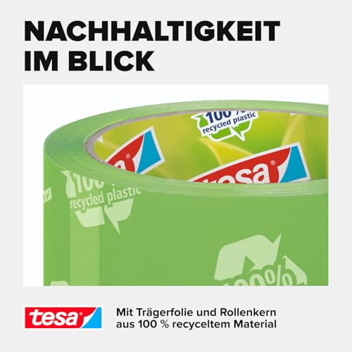 tesa pack STRONG RECYCLED - Paketklebeband aus 100% recyceltem Kunststoff, Klebeband für mittelschwere Pakete - UV- und alterungsbeständig… – Ansicht 6