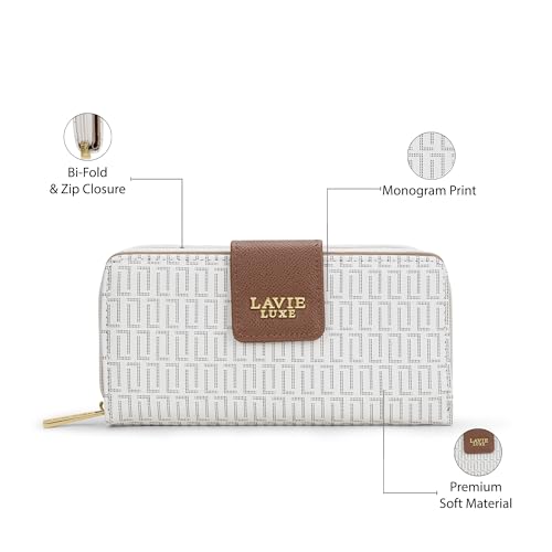 Image of Lavie Luxe Women's Mono Mia25 Bifold Zip Wallet |Gift For Ladies