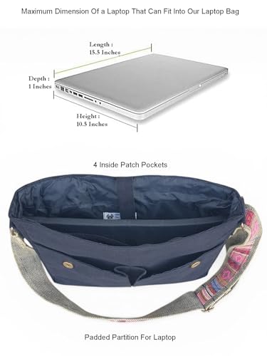 Image of The House of tara Handloom Fabric Messenger Bags for Women | Cotton Canvas Laptop Sling Bag Upto 15.6 Inches | Stylish Crossbody Sling Bag Comes with Flap Closure.