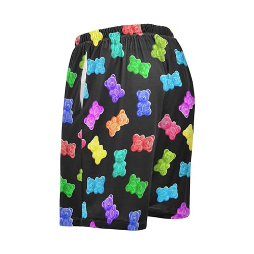 Pigsaly Pajama Shorts Colorful Sweet Jelly Bears Men's Pajama Bottoms Gummy Candy Sleep Pajama Drawstring Shorts XL4