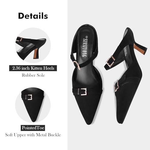 Heeled Sandals for Women Pointed Closed Toe Kitten Heels Comfortable Backless Pumps4