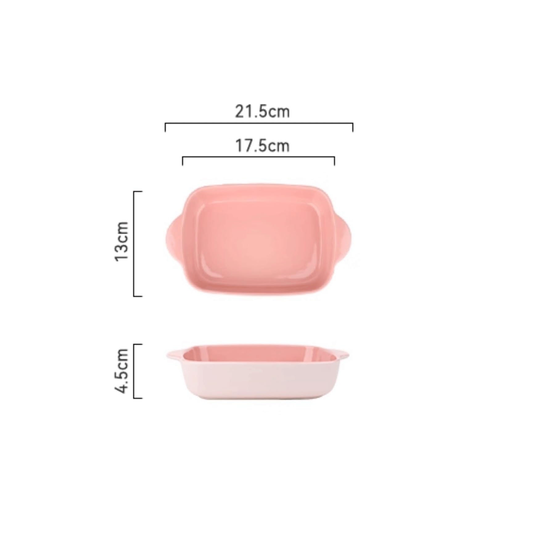 Fuente for hornear rectangular de cerámica con asas Universal(Pink,Pequeño)