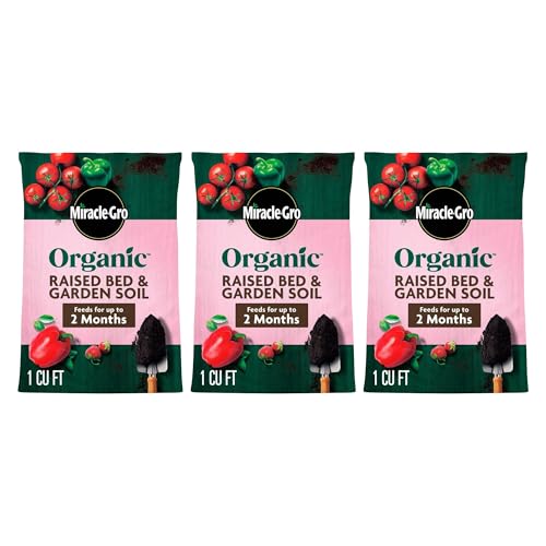 Miracle-Gro 3 Pack Organic Raised Bed and Garden Soil with Quick Release Natural Fertilizer, Feeds...