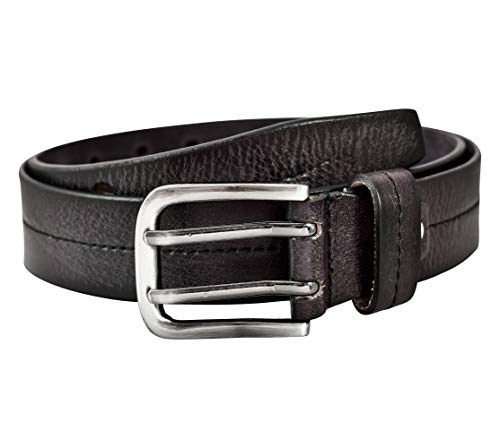 Mens Casual Stitched Belt Double Prong Leather Belts Heavy Duty Belt, Double Grommet Holes Belt for Pants BB-352