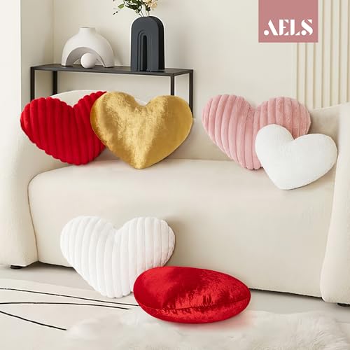 AELS Heart Shaped Pillow, 20 Inches Heart Decorative Throw Pillows, Faux Fur Love Pillows Pillow, Cute Valentines Day Decorations, Wedding Decor, Living Room Bedroom Nursery Decor, Pastel Pink by AELS - Image 8