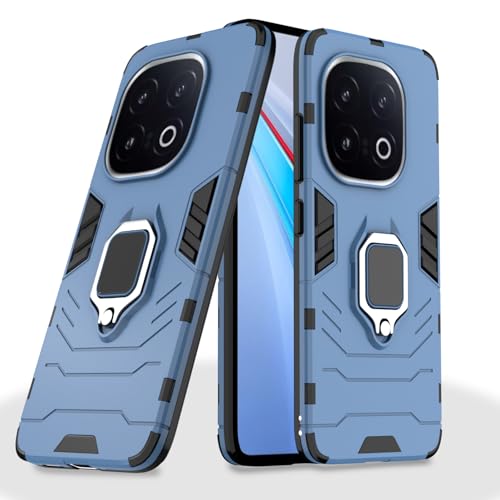 Image of Pikkme D5 Tough Armor Bumper Case | 360 Protection Case | Ring Holder Stand Back Cover for iQOO 13 5G (Blue)